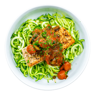 Salmon Zoodle Puttanesca